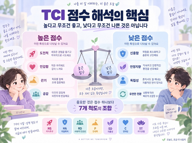 TCI 검사 결과 해석방법｜7가지 기질&middot;성격 점수 쉽게 보는 법