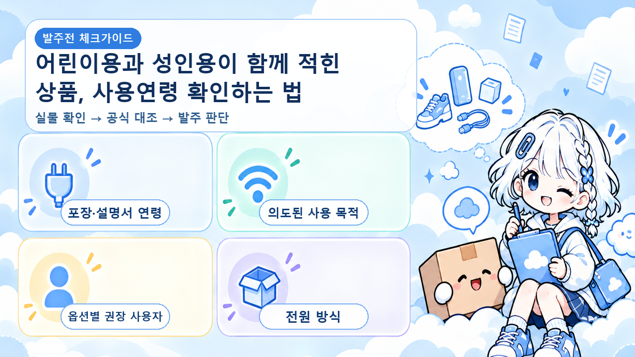 어린이용과 성인용이 함께 적힌 상품, 사용연령 확인하는 법 대표 이미지