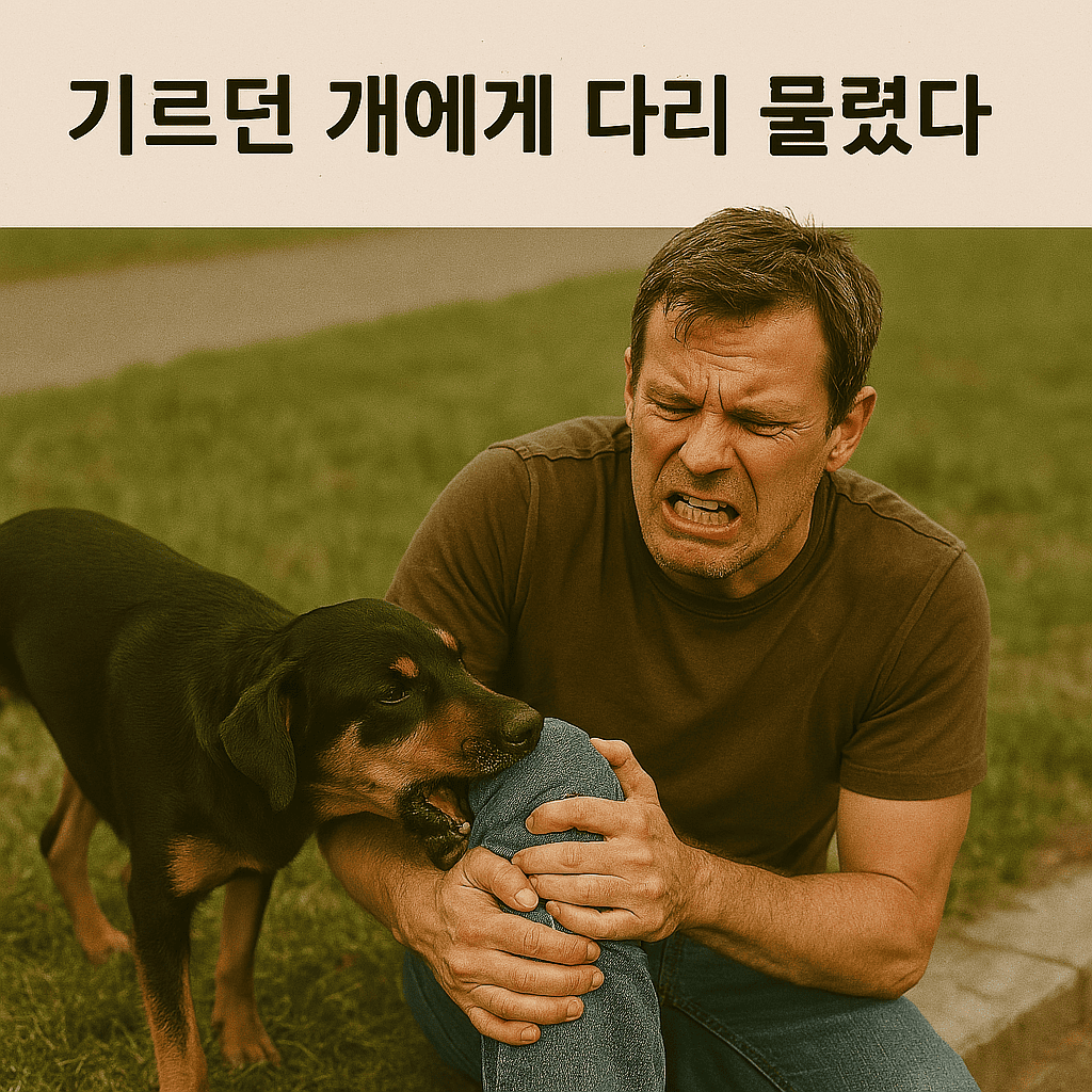 기르던 개에게 다리 물렸다