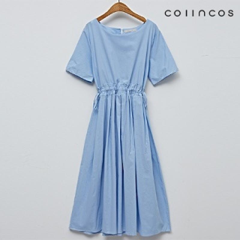 코인코즈 허리 셔링 스트링 반팔 플레어 롱 원피스 IY3SO3210