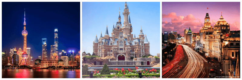 상하이 전경, 디즈니랜드, 와이탄 사진