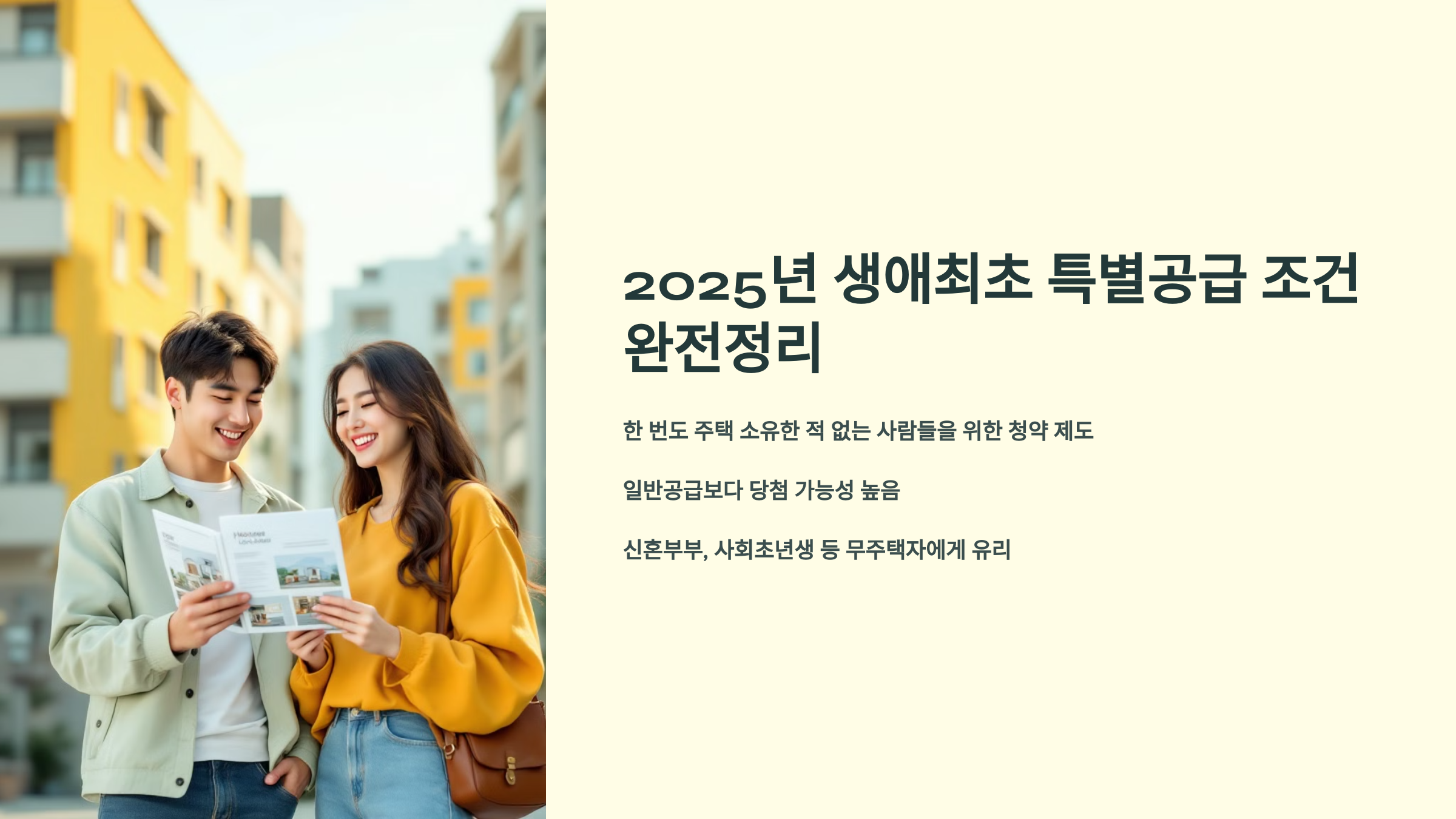 20225년 생애 최초 특별공급 조건 완전장리