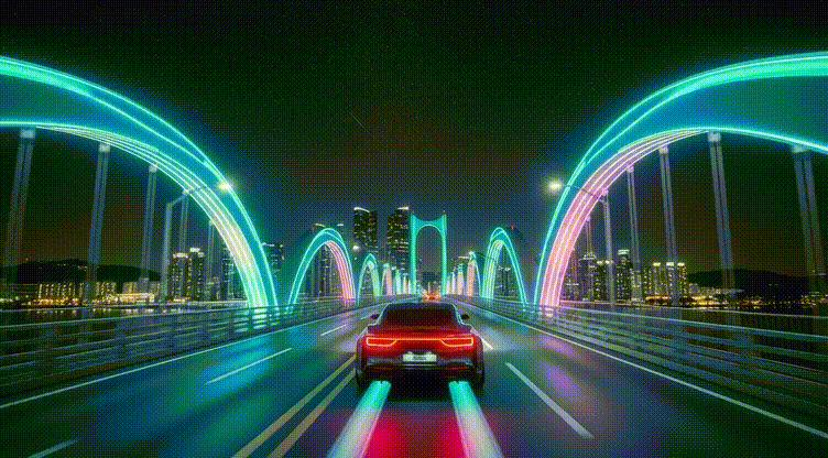다리 위 야경 드라이브