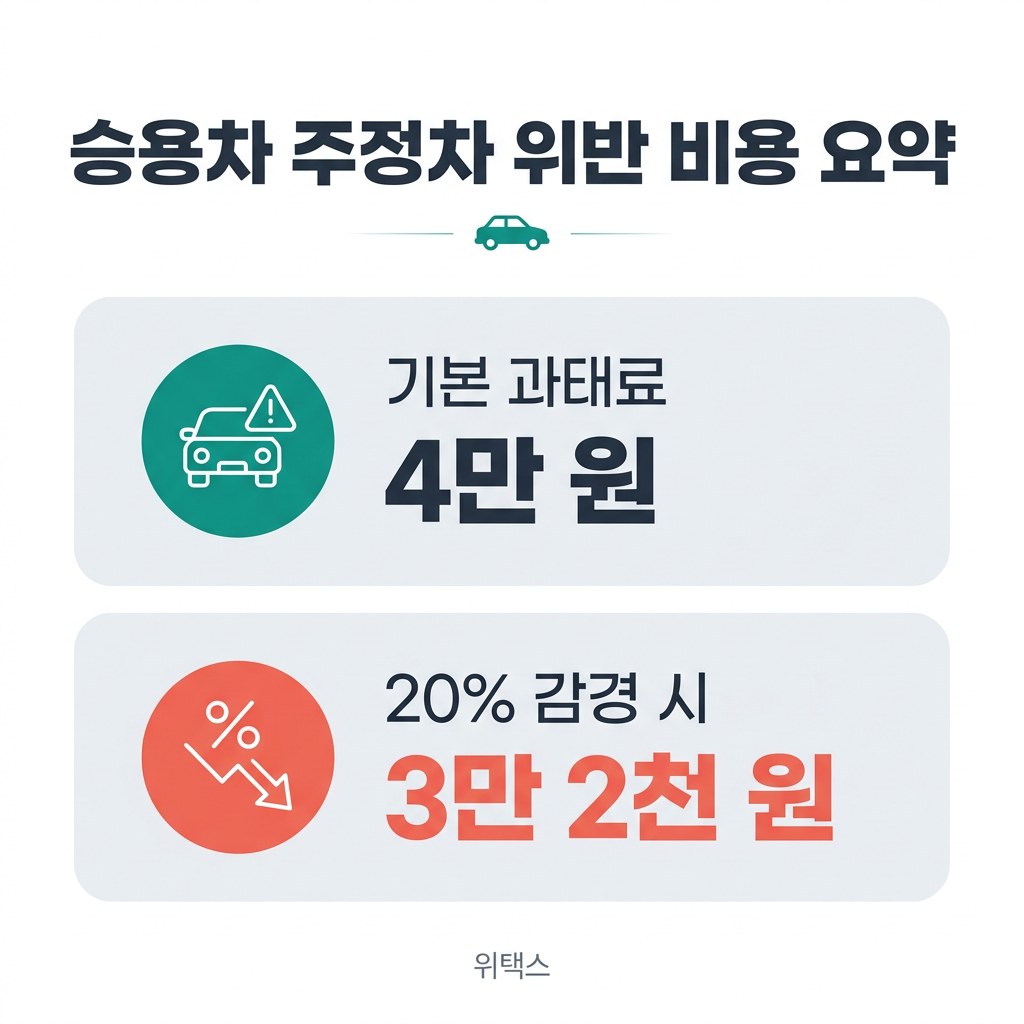 자동차 과태료 조회 승용차 주정차 위반 비용 요약