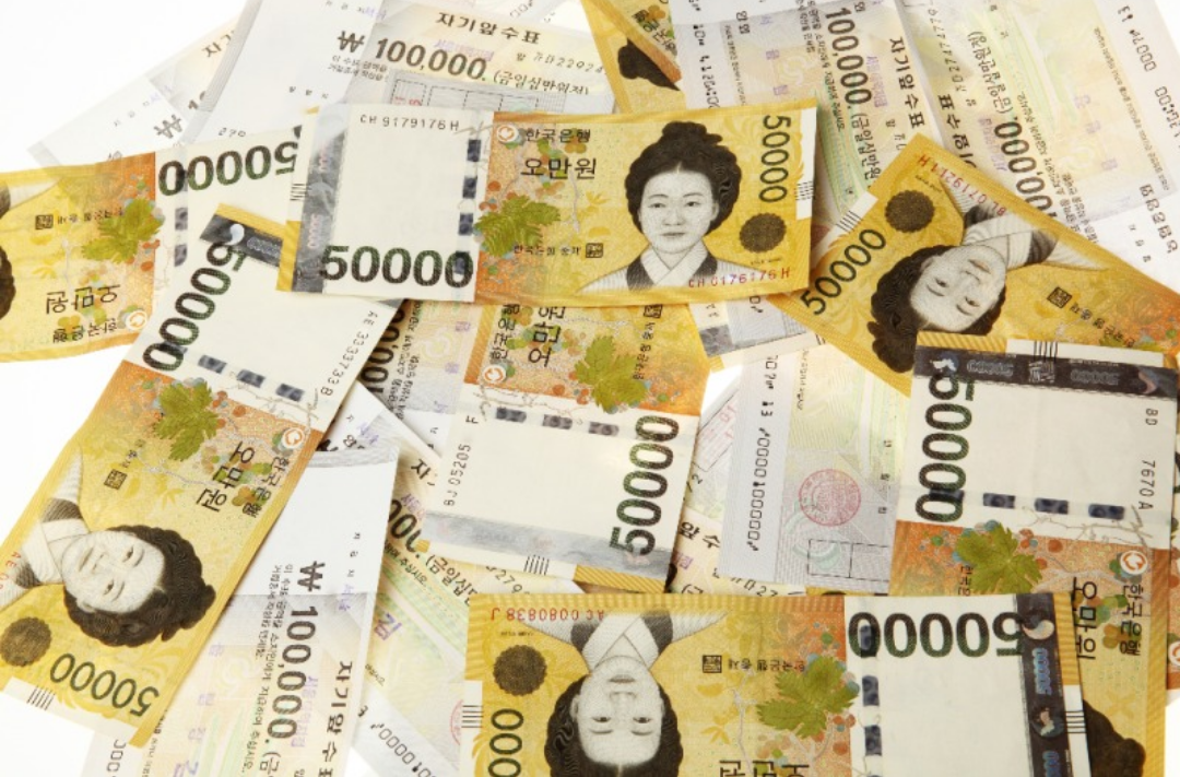 오만원권 지폐들.