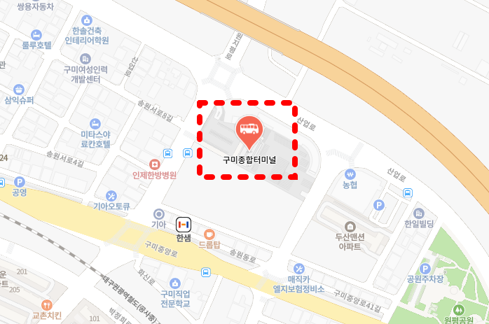 구미고속버스터미널 지도 위치