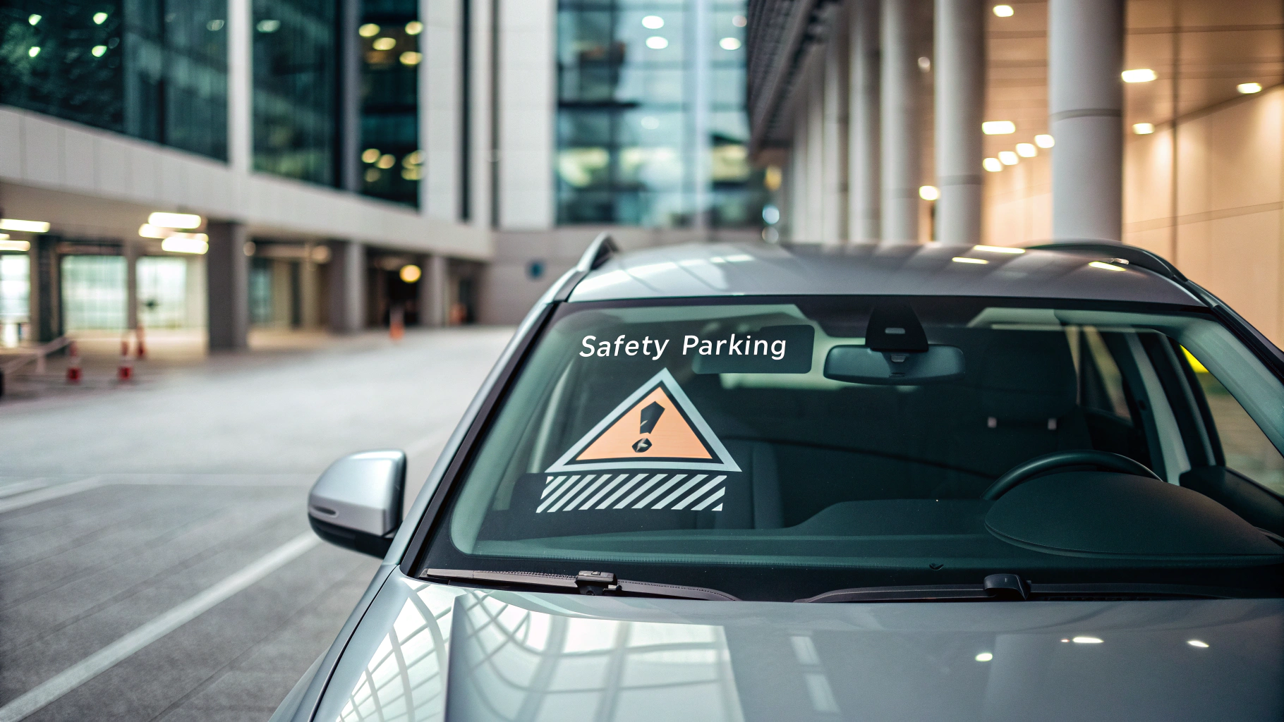 안심주차번호를 자동차와 Safety Praking 글로 이미지화 표현