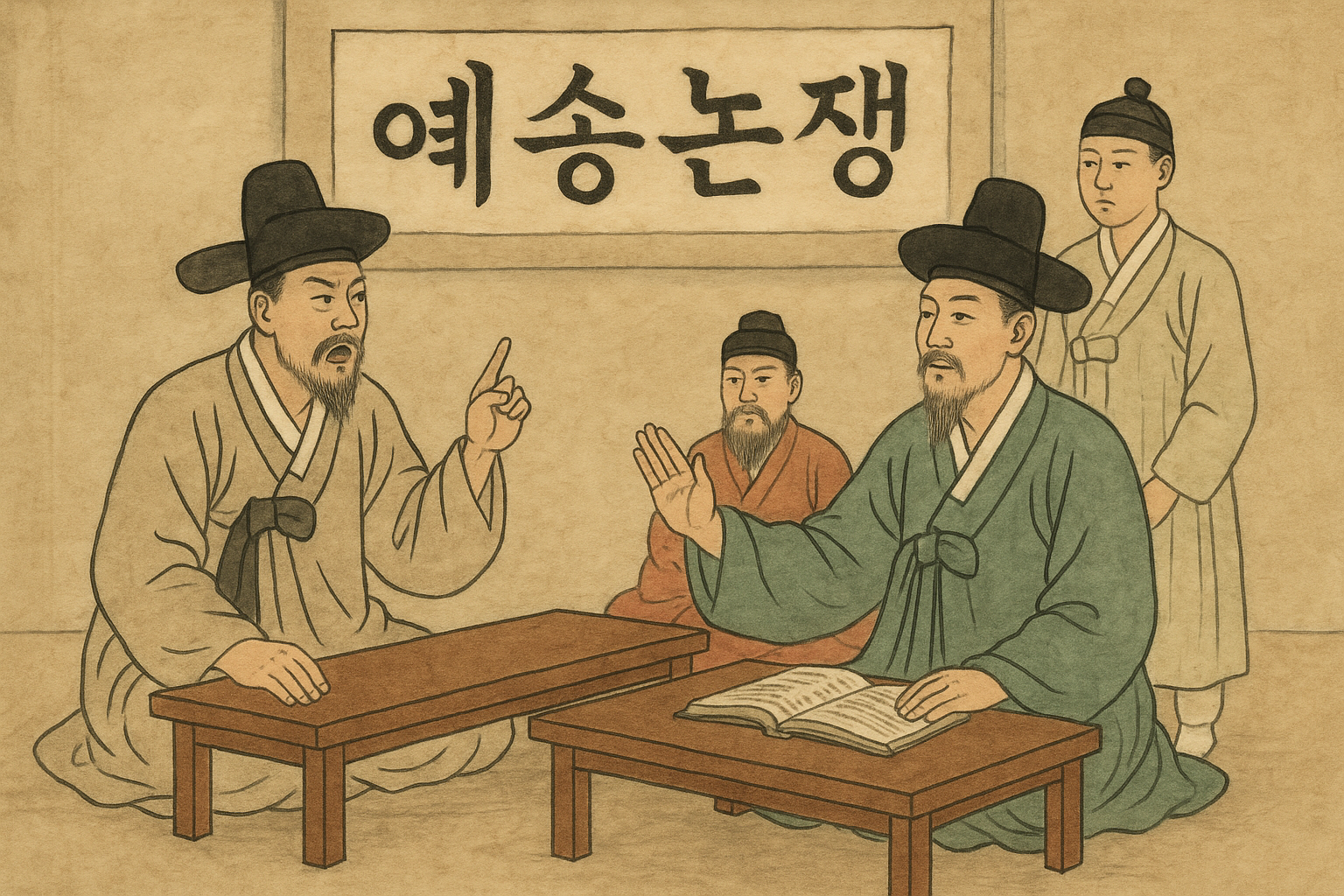 예송논쟁의 한 장면을 재연한 AI 이미지