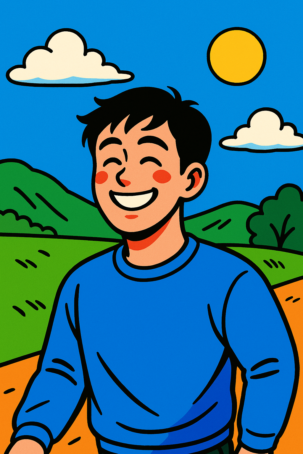 실패했지만 웃고 있는 모습