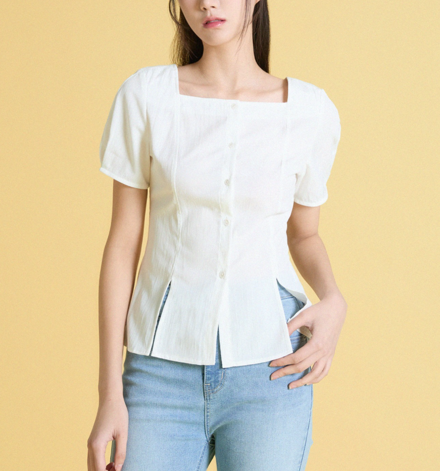 화이트 스퀘어넥 블라우스 :: 친밀한 리플리 차정원 패션 4회 이시아 옷