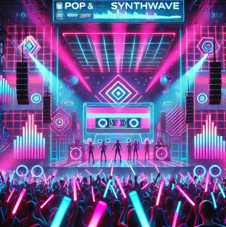 팝 & 신스웨이브(Synthwave) 스타일의 공연 무대