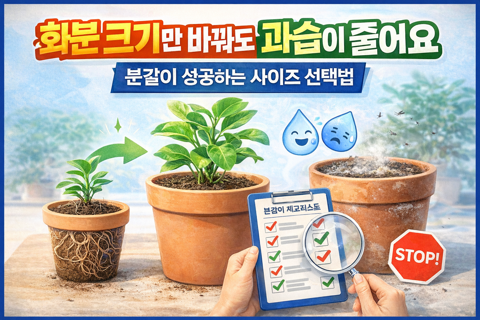 화분 크기만 바꿔도 과습이 줄어요