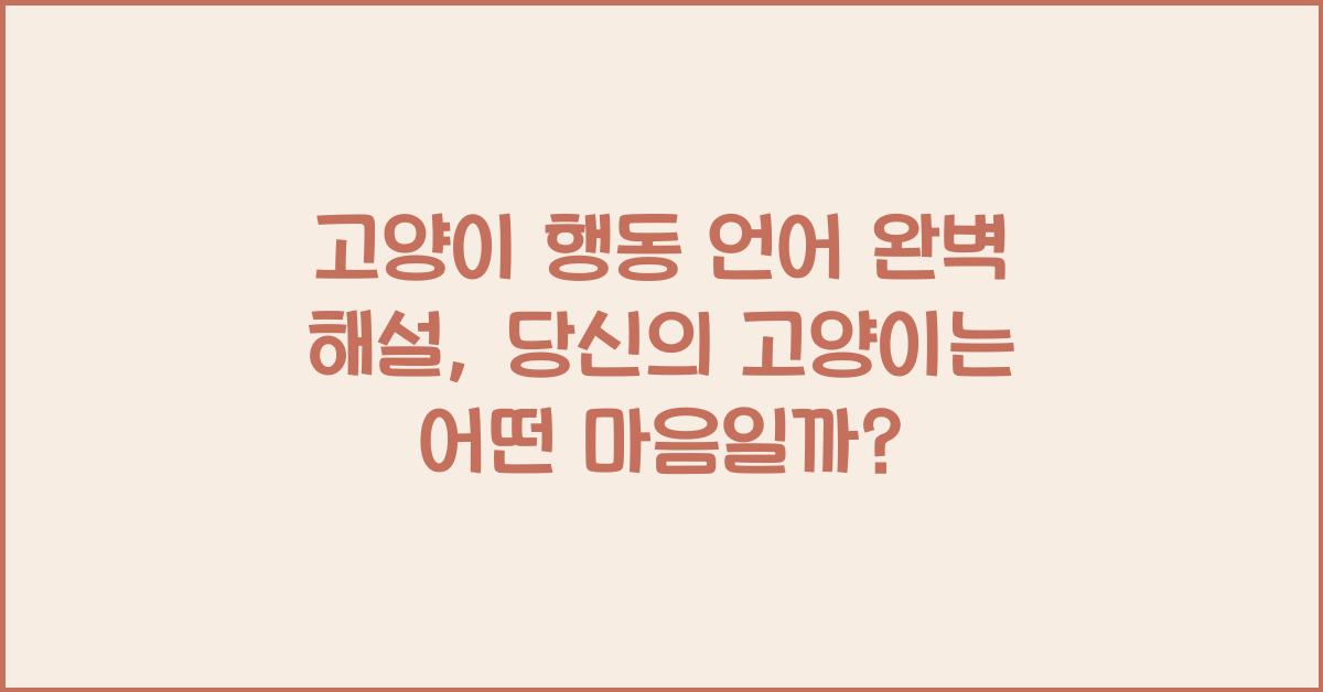 고양이 행동 언어 완벽 해설: 당신의 고양이는 무엇을 말하고 있을까요?