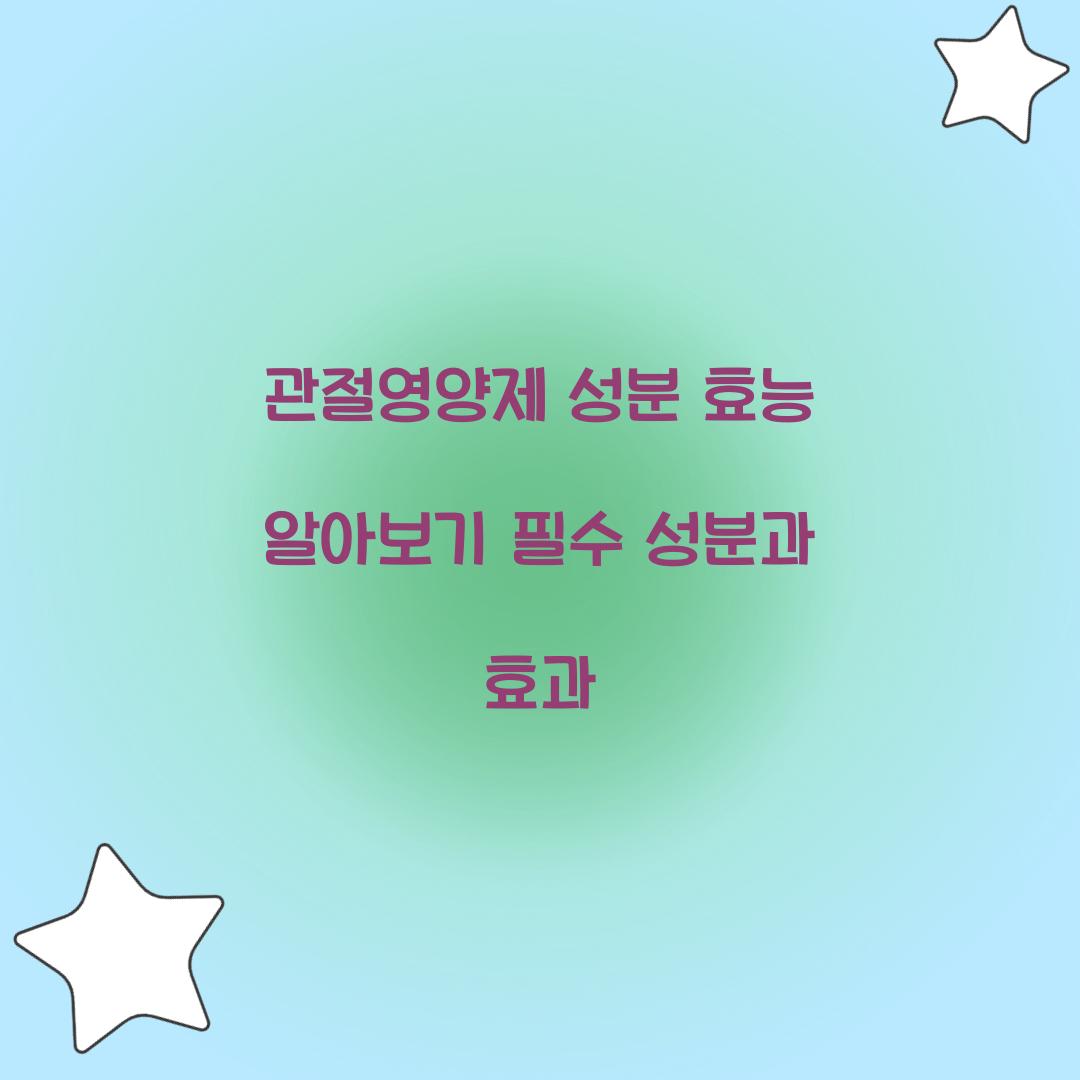 관절영양제 성분 효능