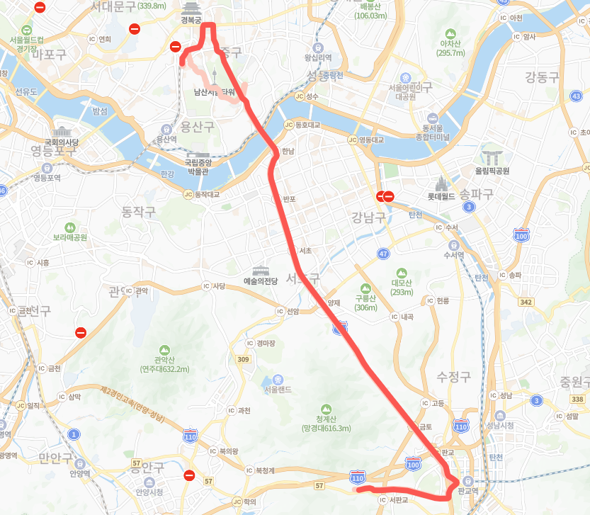 서울-성남-9003번-버스-노선-지도