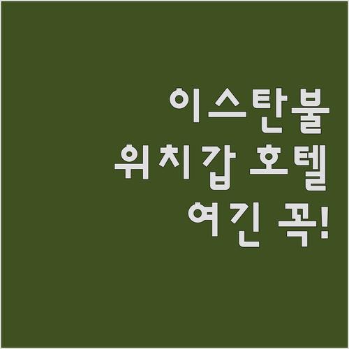 위치 좋은 이스탄불 호텔 베스트 5 ..