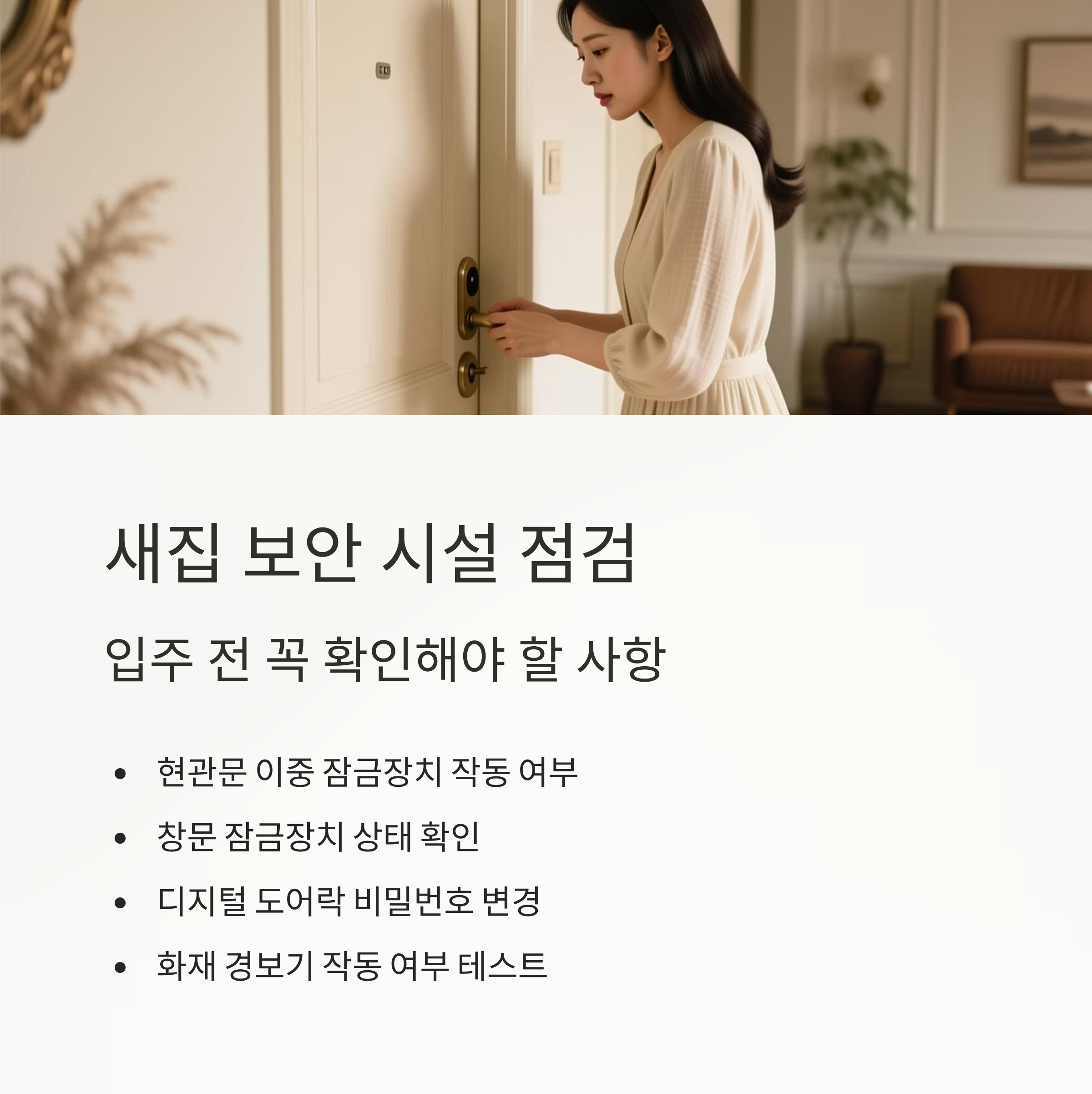 혼자 사는 여성 이사 보안 시설 점검