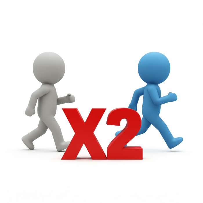 걷기와 슬로우조깅의 효과를 비교하여 보여주는 3D 차트 아이콘으로 칼로리 소모량과 운동 강도의 차이를 시각적으로 표현