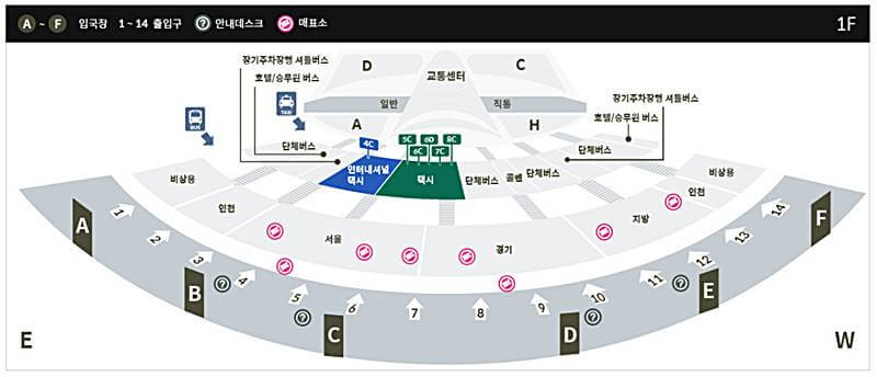 인천공항-제1터미널-택시-타는곳-안내하는-그림