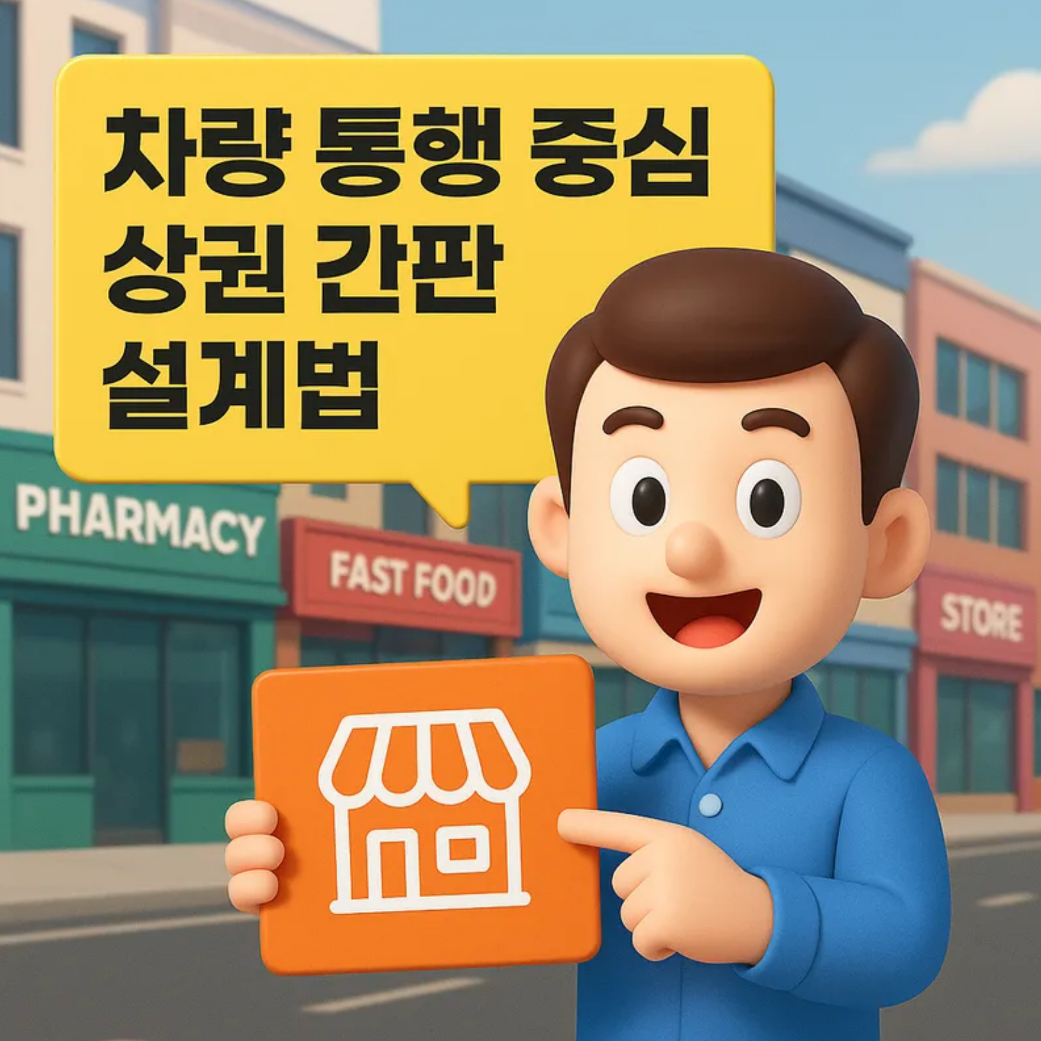 차량 통행 중심 상권 간판 설계법