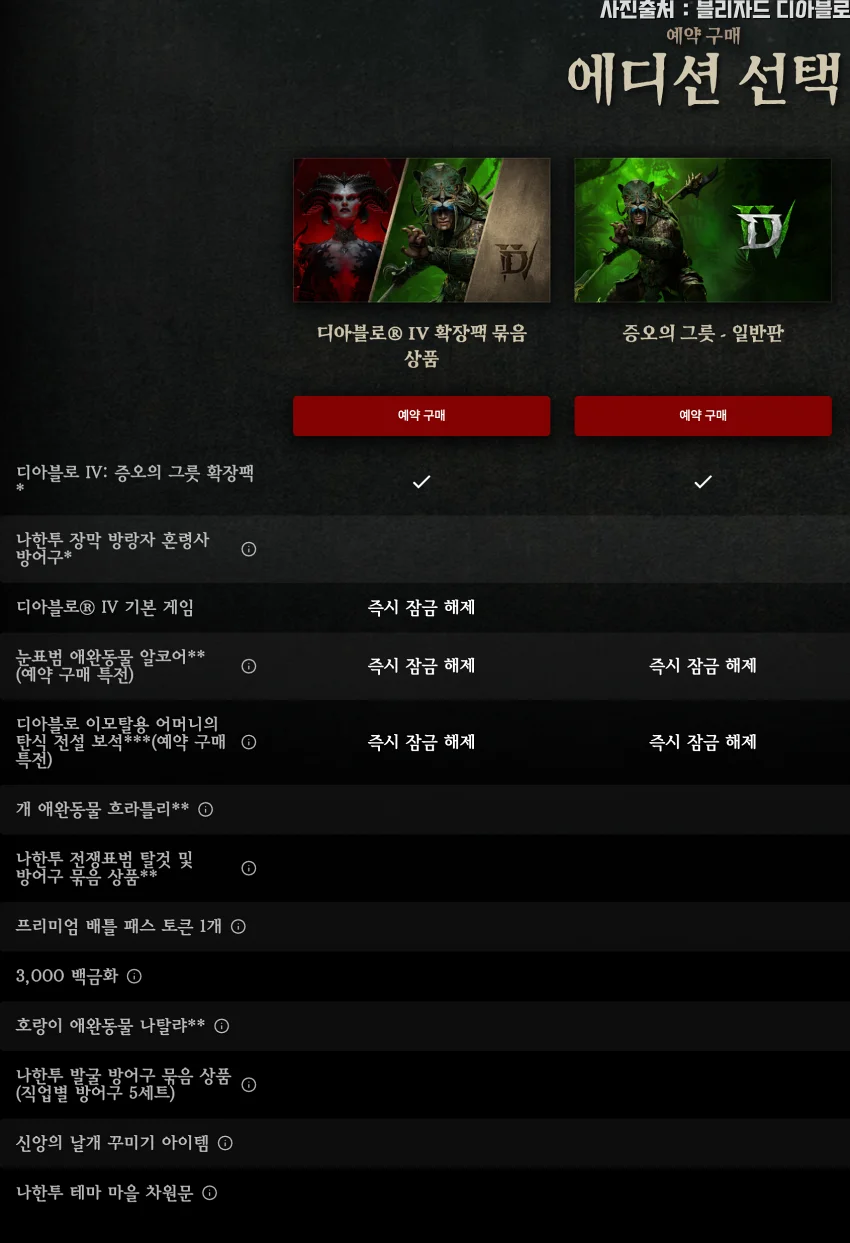 확장팩 묶음상품 일반판 혜택 구성