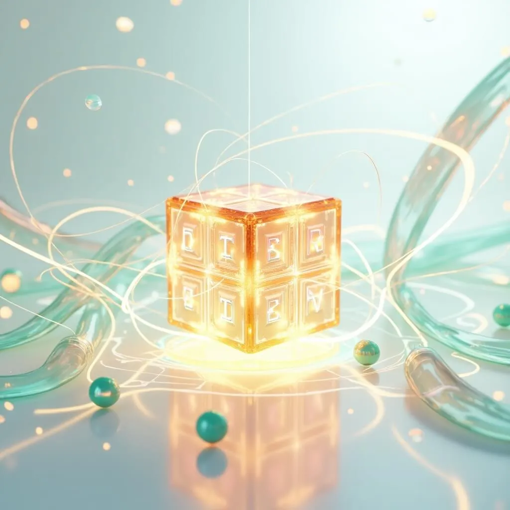 제미나이 3.0: 밝은 미래적 공간에서 중앙의 귀여운 3D 제미나이 큐브 캐릭터가 빛나는 데이터 패턴을 방사형으로 퍼뜨리고 있는 모습. 제미나이 3.0의 압도적인 코딩 능력과 WebDev Arena 1위 성과를 시각적으로 표현함 (Gemini 3.0 coding ability data flow visualization bright futuristic)