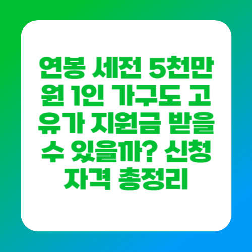 연봉 세전 5천만 원 1인 가구도 고유가 지원금 받을 수 있을까? 신청 자격 총정리