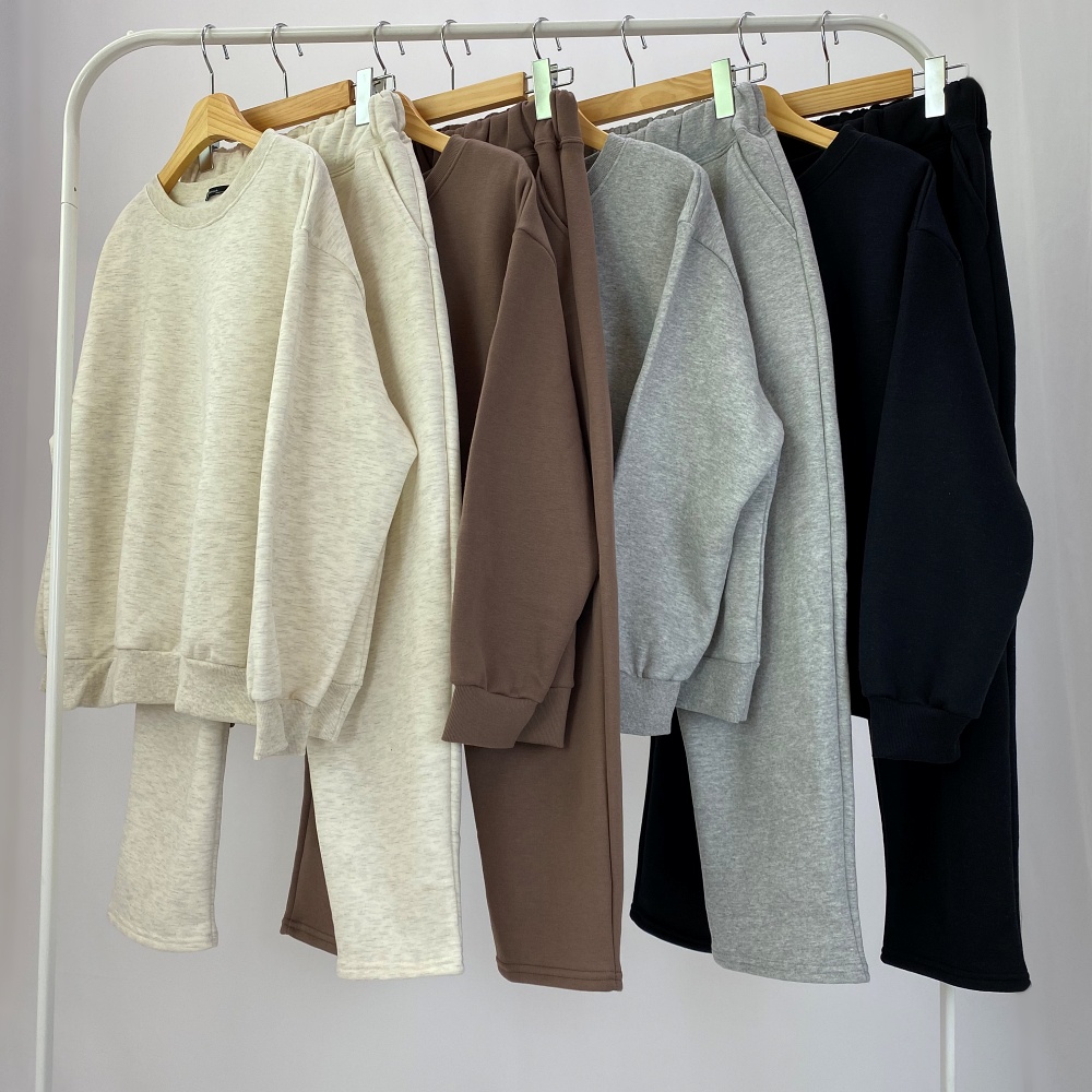 맨투맨 기모 트레이닝 세트 키작녀 데일리 상하세트 66사이즈 무지 츄리닝