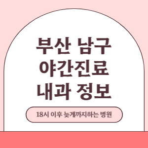 부산 남구 야간진료 내과 병원 (18시 이후 늦게까지하는 병원)