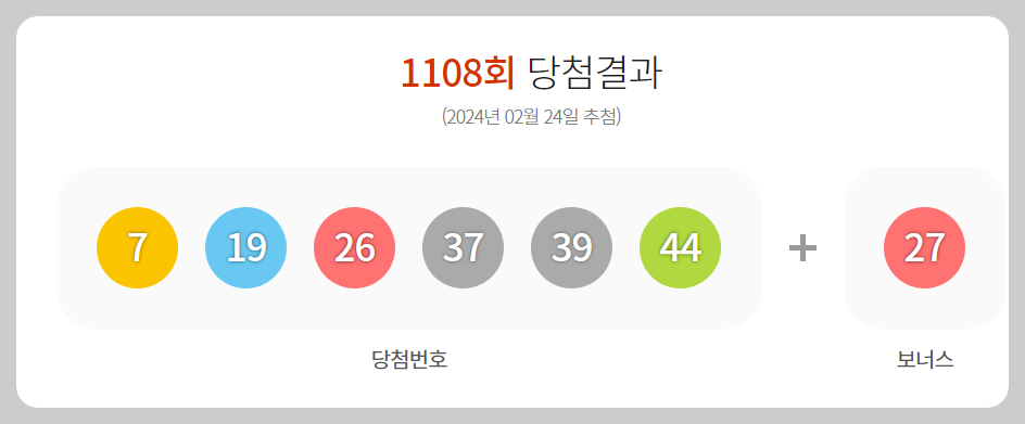 로또 1108회차 당첨번호