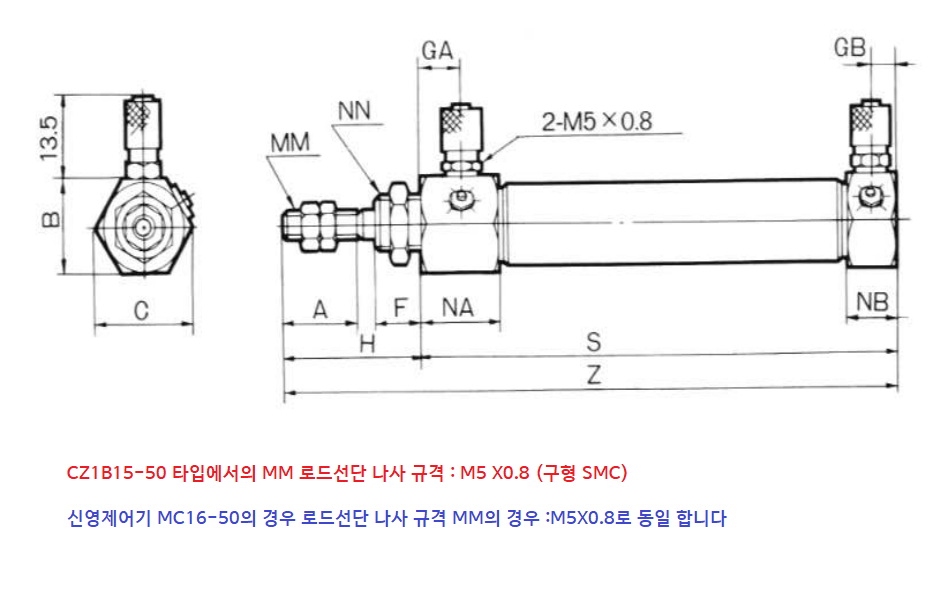 CZ1B 에어 실린더 사진
