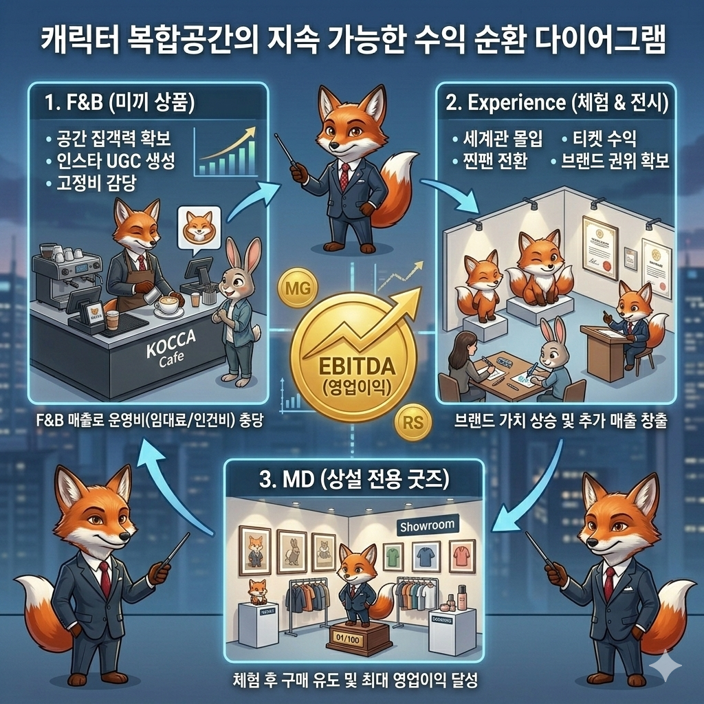 캐릭터 복합공간의 수익 순환 다이어그램