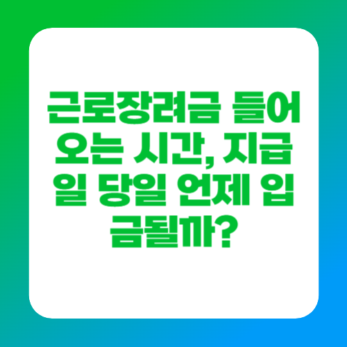 근로장려금 들어오는 시간, 지급일 당일 언제 입금될까?