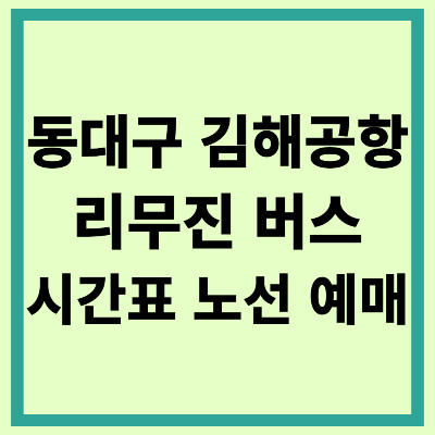 동대구 김해공항 리무진 버스 시간표