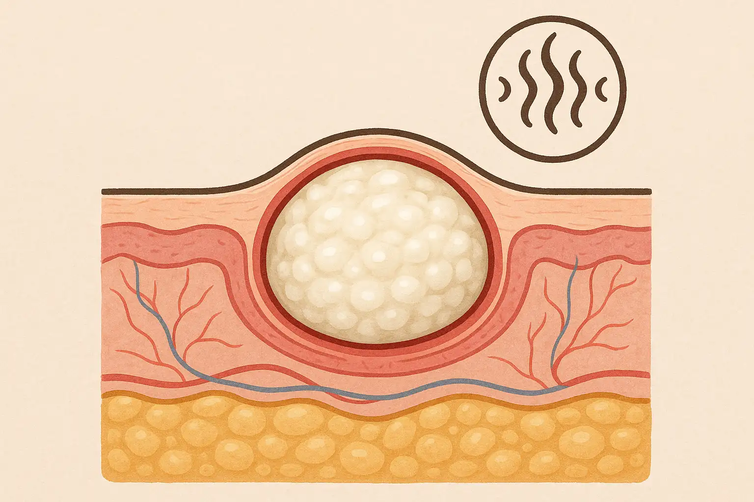 피부 속에 동그랗고 하얀 내용물이 차 있는 낭종