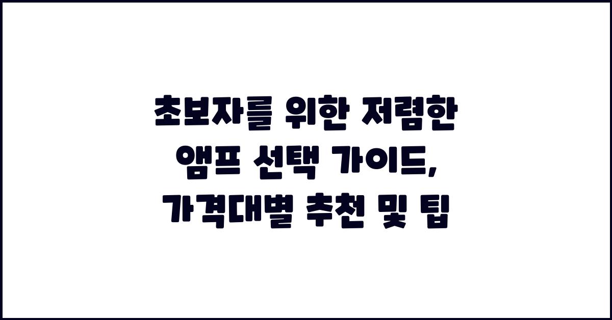 초보자를 위한 저렴한 앰프 선택 가이드