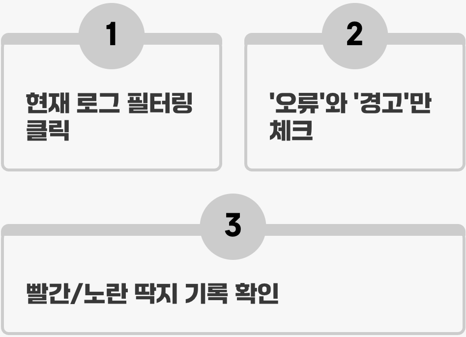 '오류'와 '경고' 딱지만 골라보기