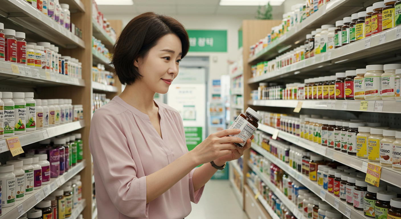 성분 라벨을 꼼꼼히 확인하는 여성