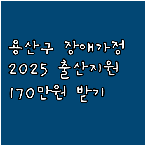 용산구 장애인가정 2025 출산지원금..