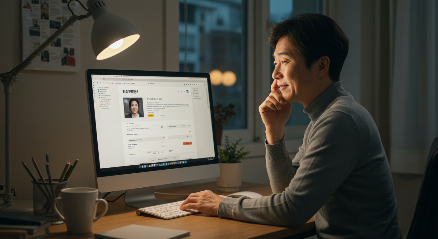 고용24를 보면서 일자리 찾는 모습