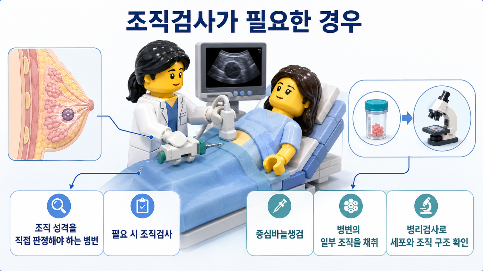 유방 병변의 초음파 유도 중심바늘생검과 병리검사 과정 안내