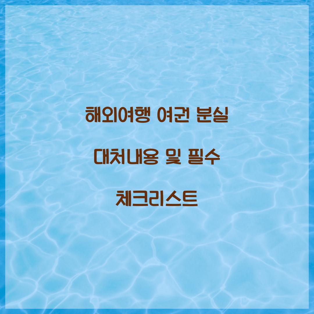 해외여행 여권 분실 대처내용