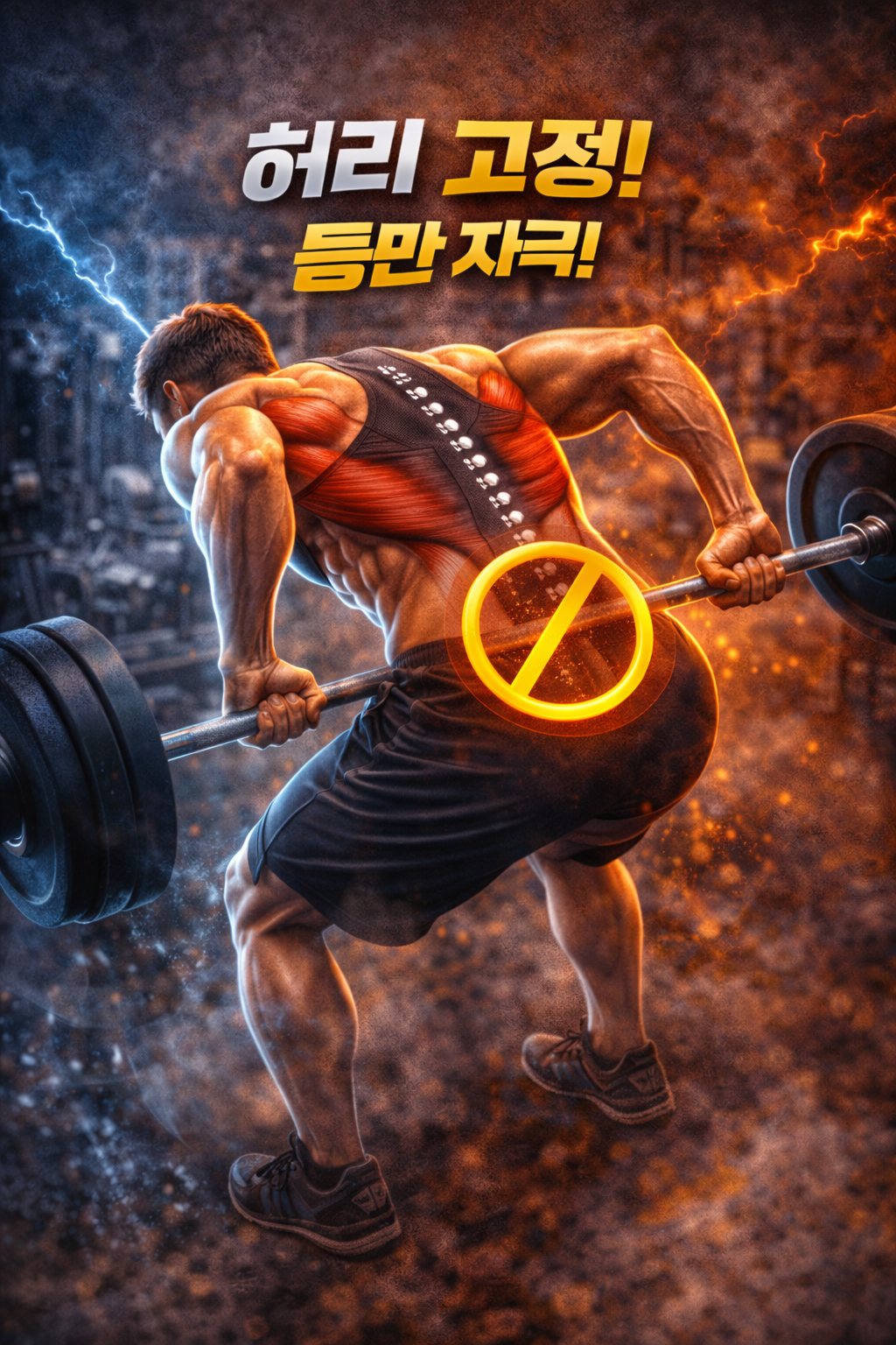 허리 안 쓰고 등만 쓰는 바벨 로우 구조