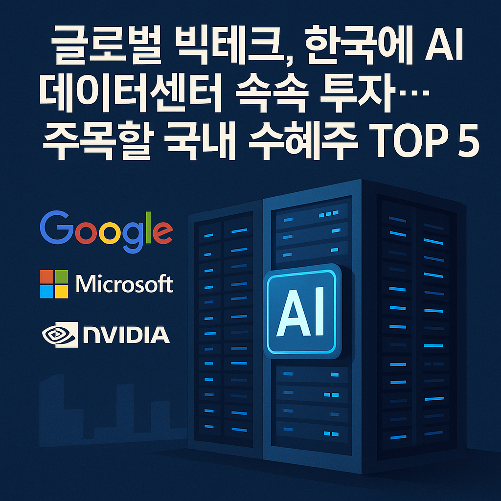 글로벌 IT 기업들이 한국에 AI 데이터센터를 투자하는 내용을 보여주는 썸네일 이미지
