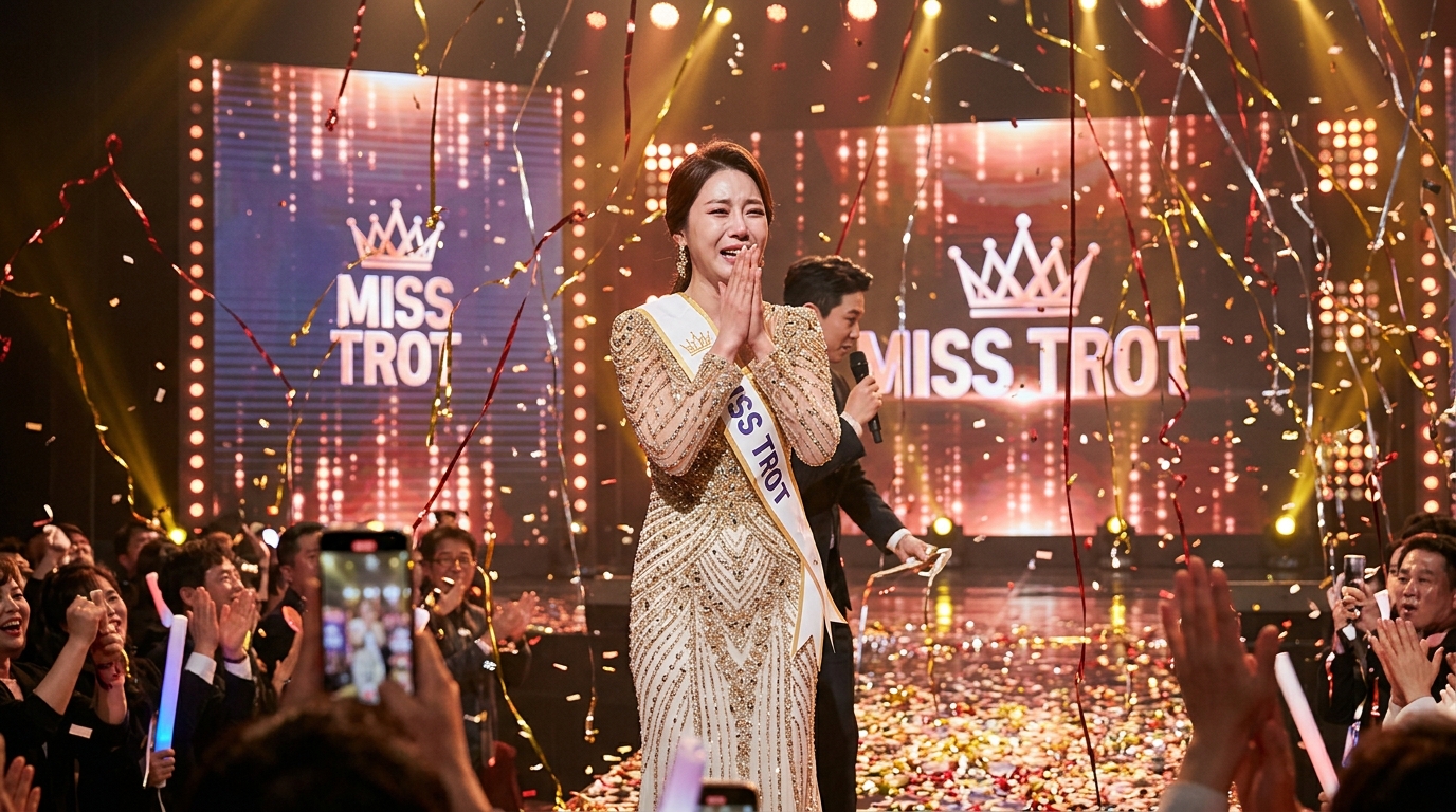 미스트롯 시즌1부터 시즌4까지의 역대 우승자 계보와 이소나의 우승 장면 이미지