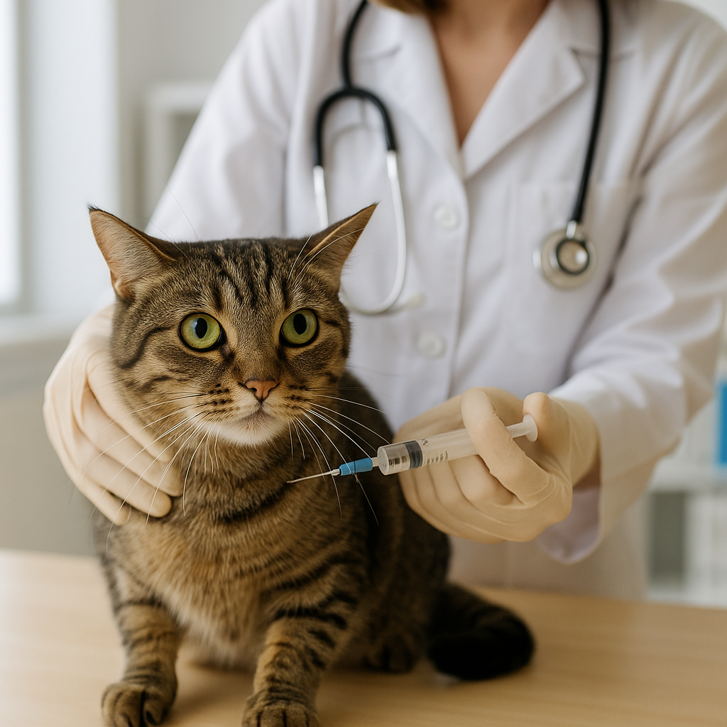 예방접종 받고 있는 고양이