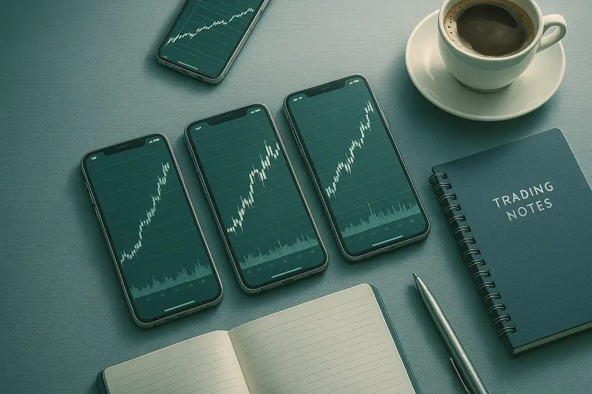 모바일 주식 거래 차트와 작업 공간