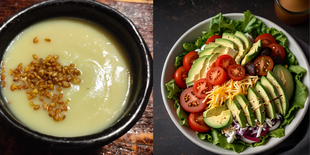 귀리죽과 아보카도 샐러드