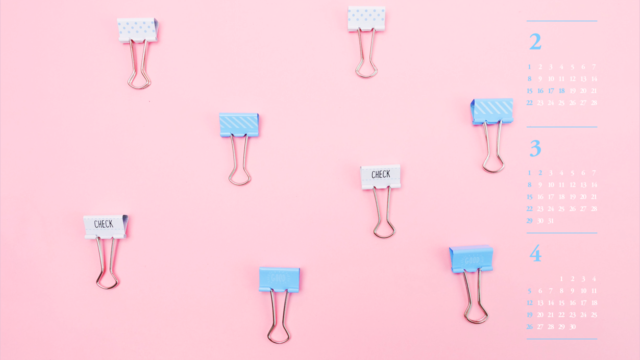 09 하늘색 클립바인더 B - 2026년3월 달력배경화면