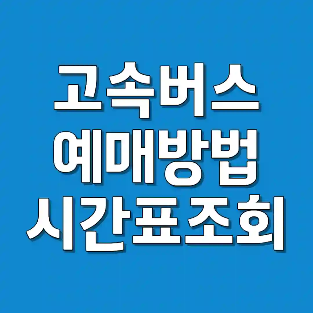고속버스 예매 방법 및 시간표 조회 방법